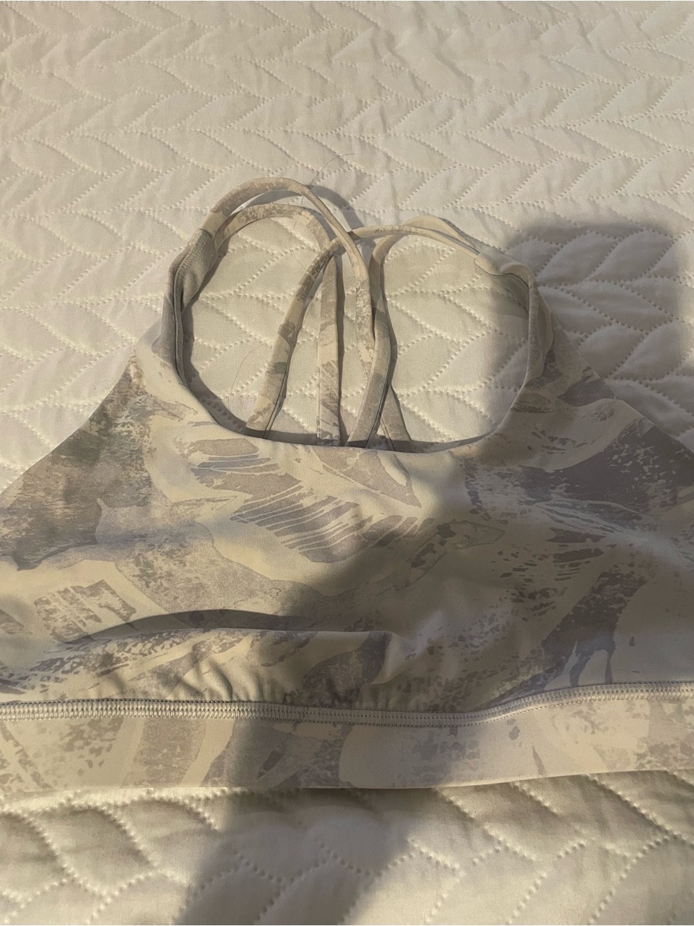 lululemon athletica Light Beige & Taupe Printed Strappy Sports Bra